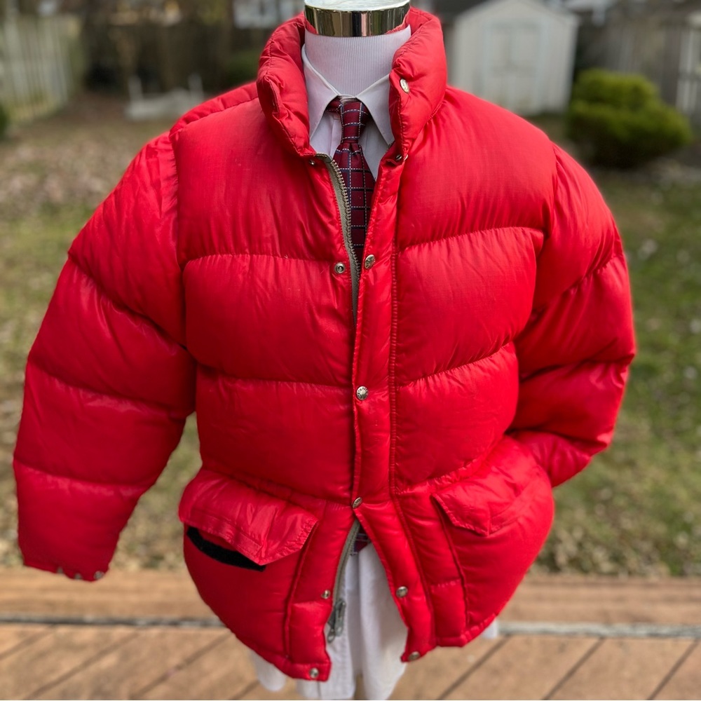 Vintage North Face Mens Puffer Jacket TNF Size M Brown Label Full Zip+Snaps USA